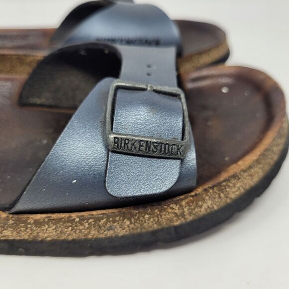 Birkenstock Sandals Womens Metallic Black EU 39 US 8.5 Madrid Birko-Flor - Picture 9 of 11